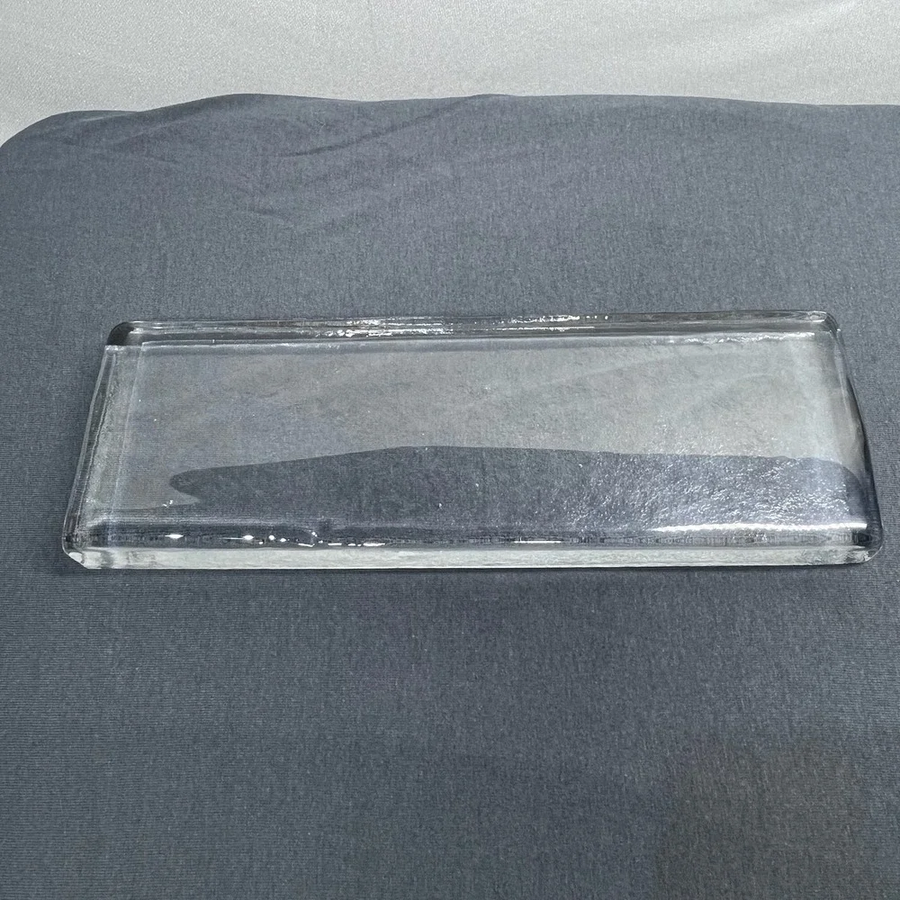 Modern Solid Clear Ice Glass Rectangular Vanity Tray Serving Platter 12in Large